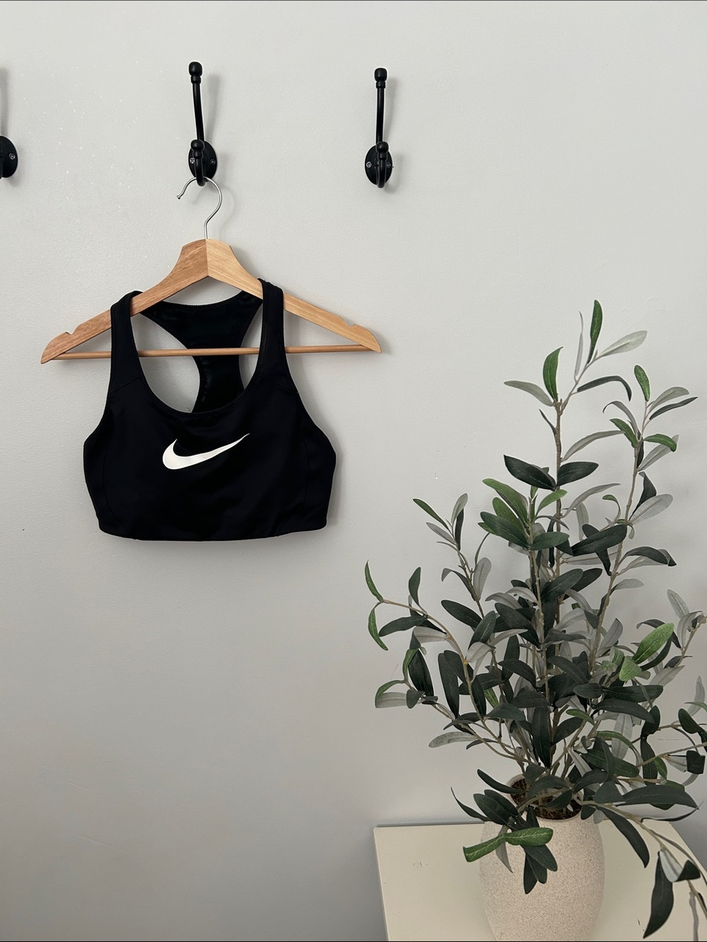 Nike Black Sports Bra with White Swoosh - Racerback Support